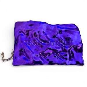 NWT Off-White “SCULPTURE” Metallic Crush Bag Purple Chain Strap MSRP $1850